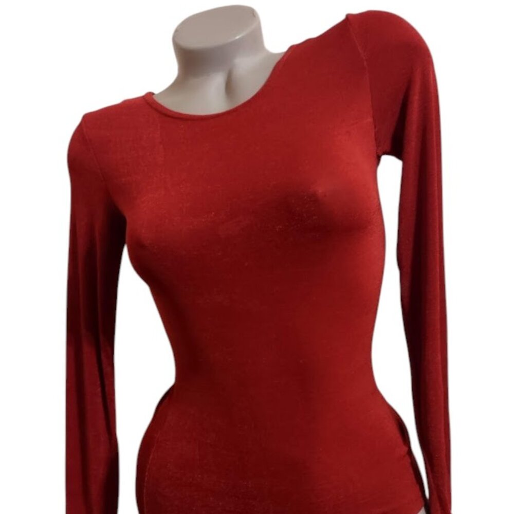 LIKE NEW CUTE SEXY NYLON RED STRETCHY T-SHIRT SZ S